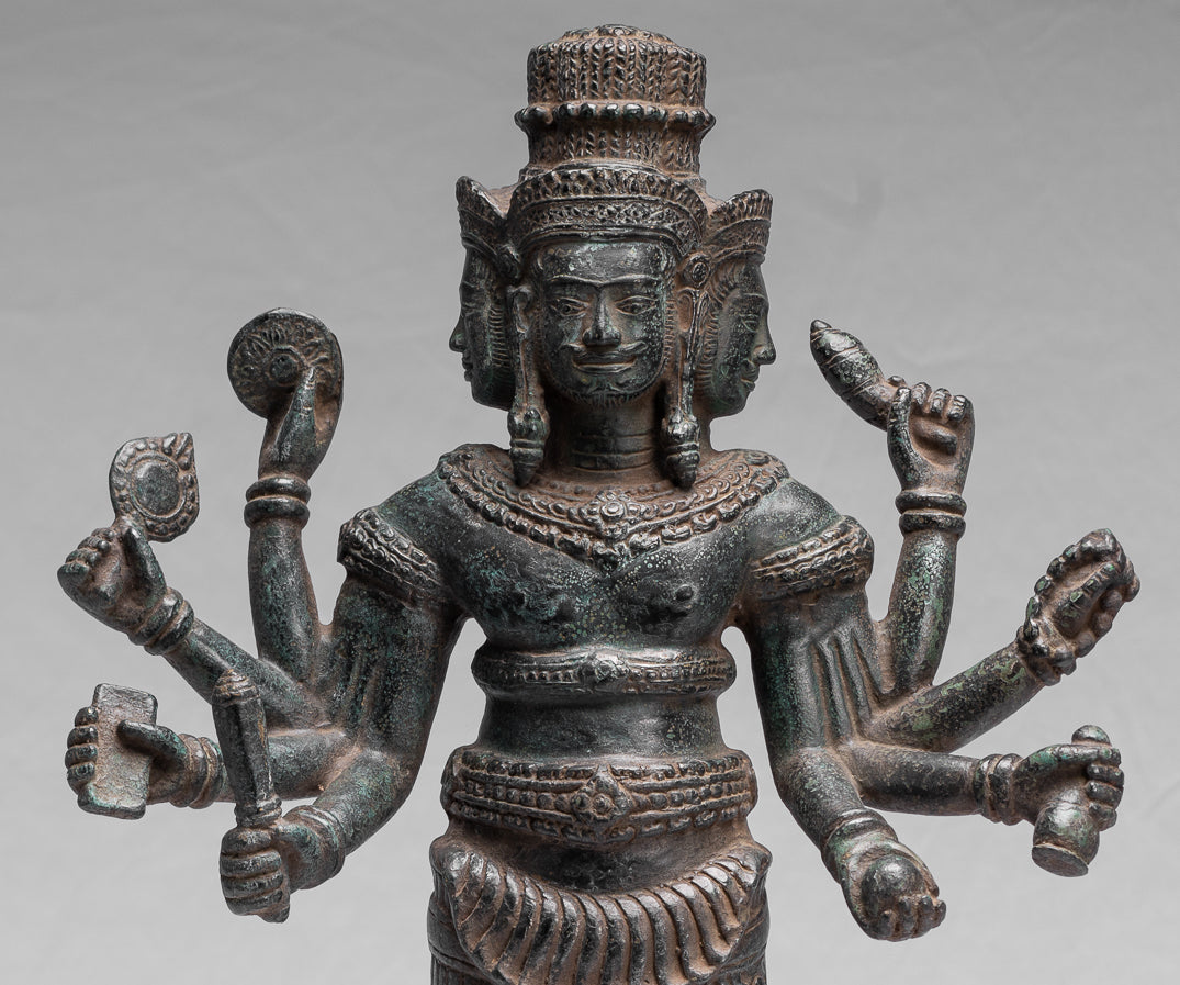 Statua Brahma - Antique Khmer Style Koh Ker in piedi Bronzo Brahma - Creazione di Dio indù - 53cm/21 "