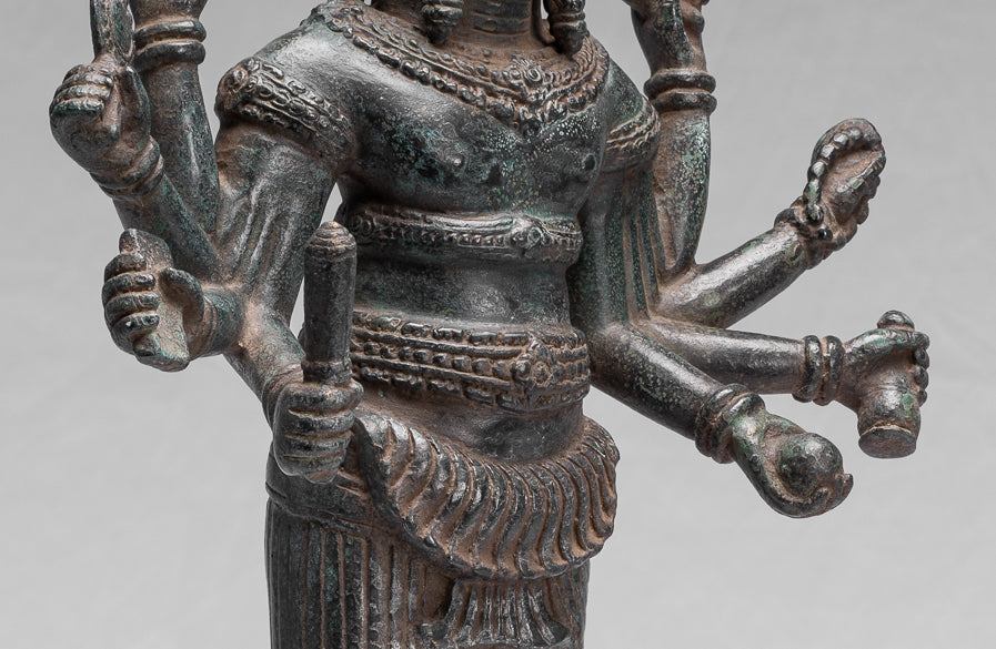 Statua Brahma - Antique Khmer Style Koh Ker in piedi Bronzo Brahma - Creazione di Dio indù - 53cm/21 "