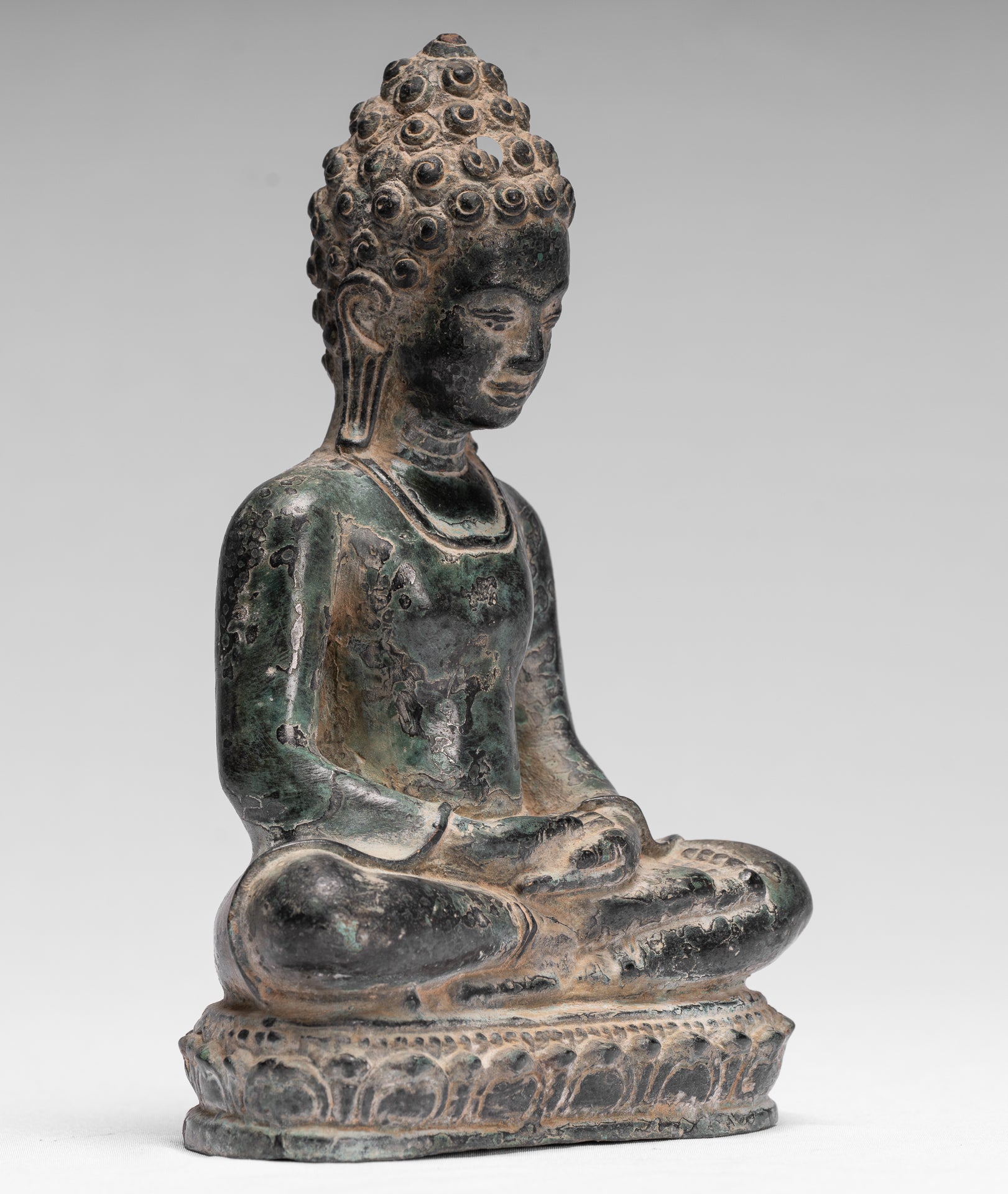 Statue di Buddha - Antique Khmer Style Seduto in bronzo da Phnom Da Meditation Statue Buddha - 20 cm/8 "