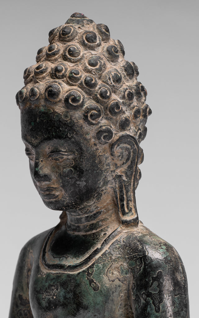 Statue di Buddha - Antique Khmer Style Seduto in bronzo da Phnom Da Meditation Statue Buddha - 20 cm/8 "
