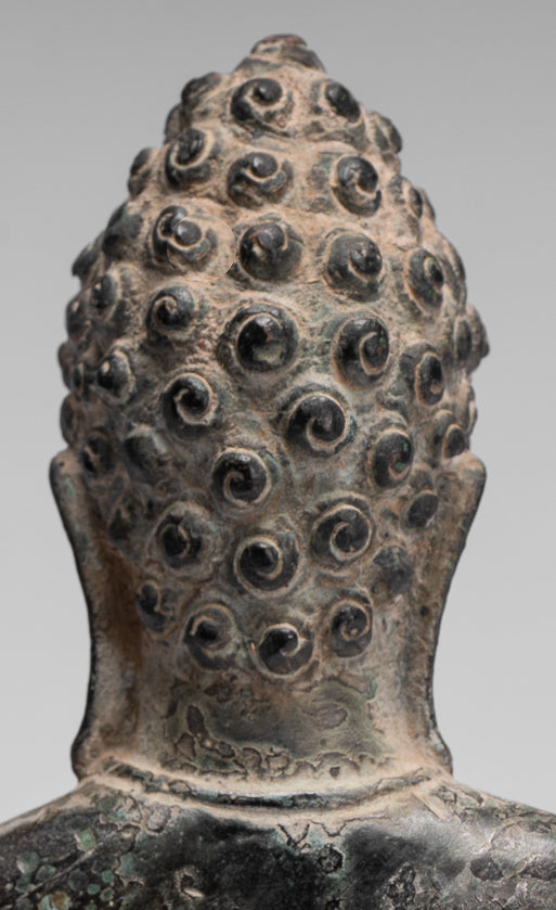 Statue di Buddha - Antique Khmer Style Seduto in bronzo da Phnom Da Meditation Statue Buddha - 20 cm/8 "