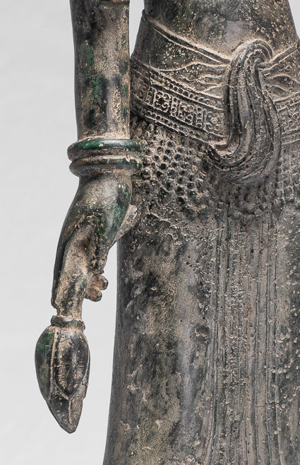 Antique Khmer in stile Bronzo Banteay Srei Standing Apsara o Angel - 53cm/21 "