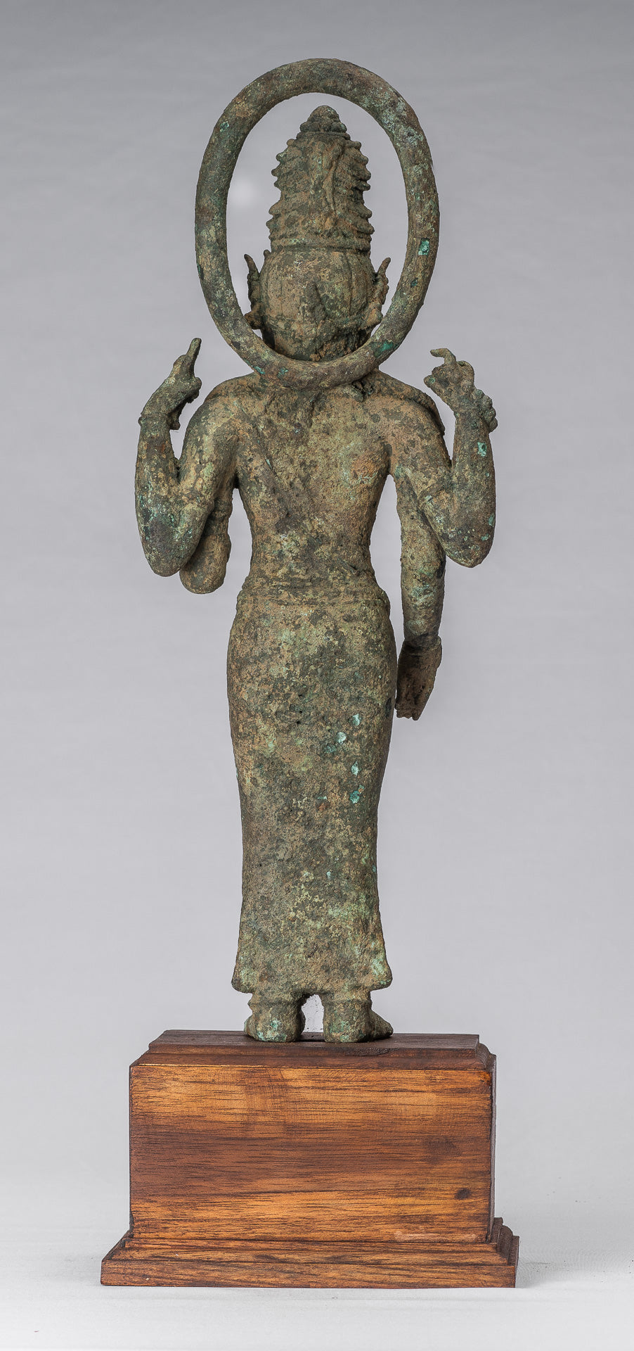 Vishnu - Estatua de bronce de alumno de estilo indonesio antiguo Majapahit Java - 51cm/20 "