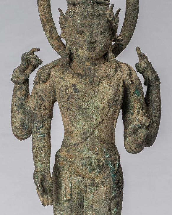 Vishnu - Estatua de bronce de alumno de estilo indonesio antiguo Majapahit Java - 51cm/20 "