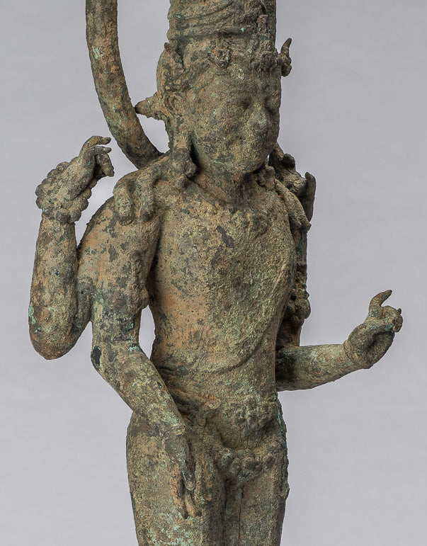 Vishnu - Estatua de bronce de alumno de estilo indonesio antiguo Majapahit Java - 51cm/20 "