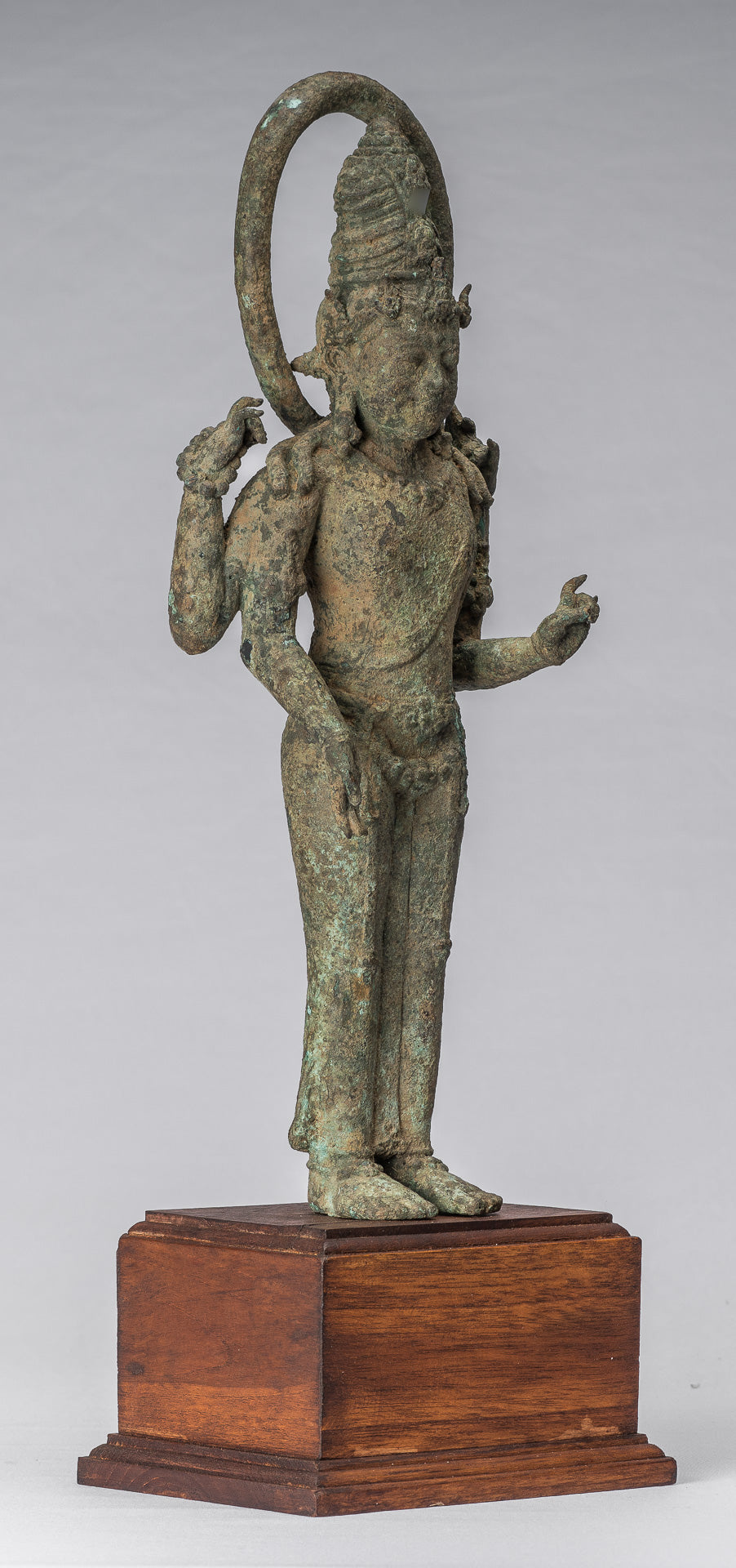 Vishnu - Estatua de bronce de alumno de estilo indonesio antiguo Majapahit Java - 51cm/20 "