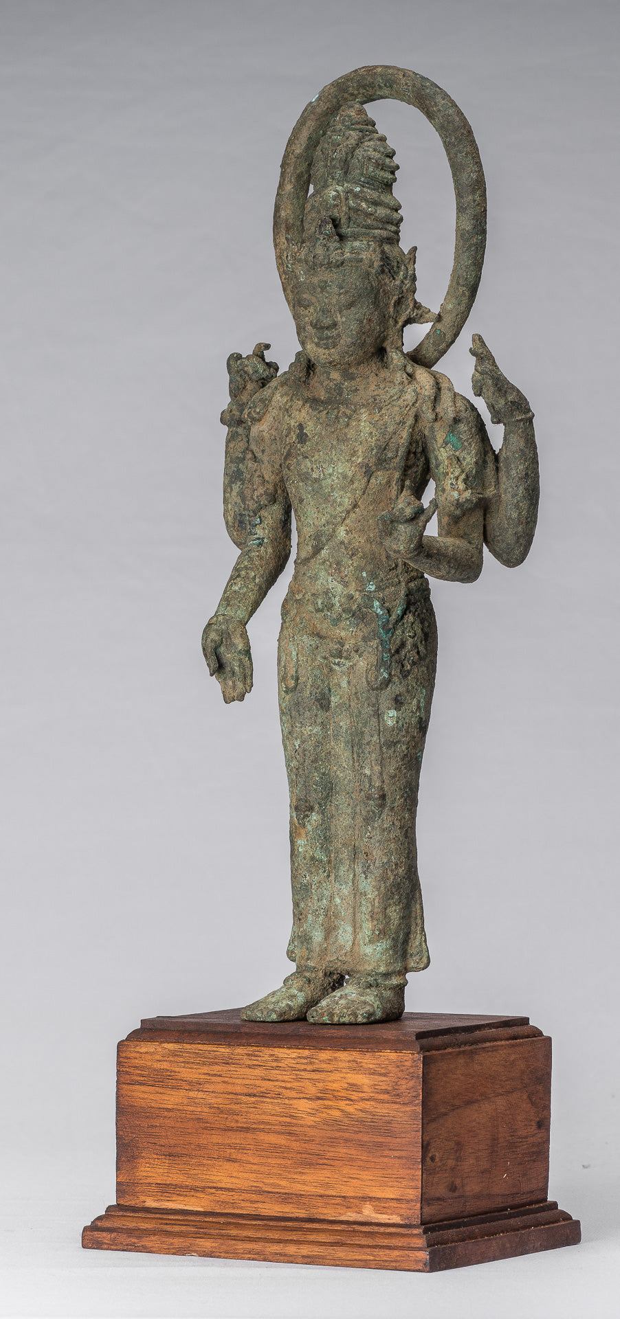 Vishnu - Estatua de bronce de alumno de estilo indonesio antiguo Majapahit Java - 51cm/20 "