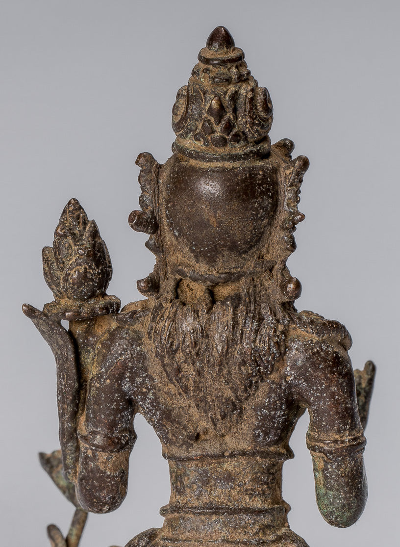 Tara-Statue – antike Majapahit-indonesische sitzende Bronze-Devi-Tara-Statue im Java-Stil – 8 cm.