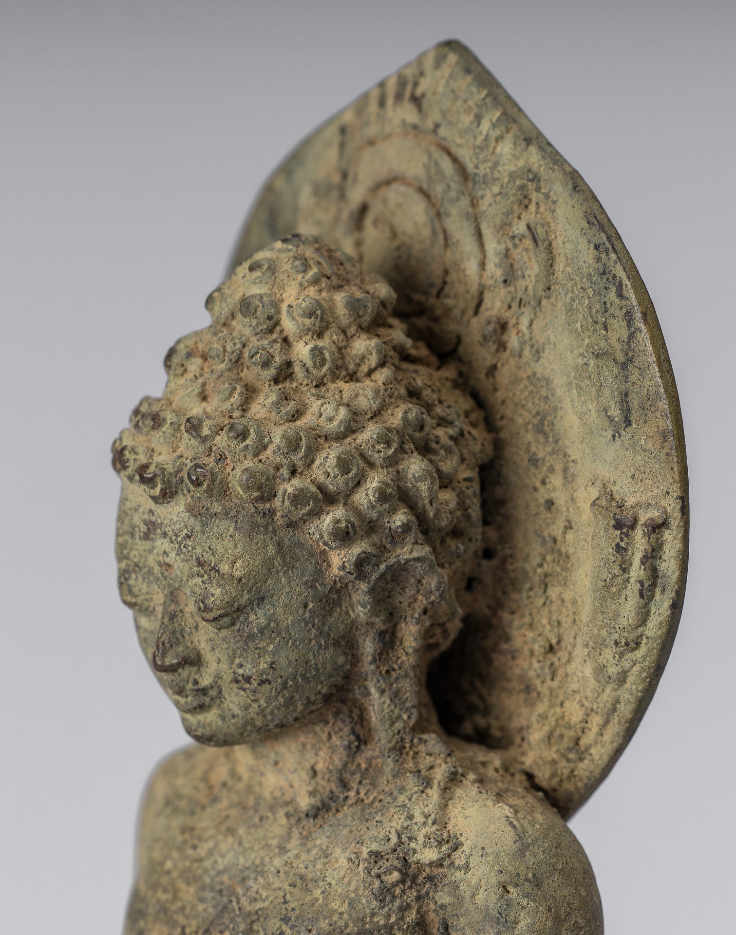 Statue di Buddha - Antique in stile indonesiano seduto bronzo giavanese insegnamento Buddha - 18 cm/7 "