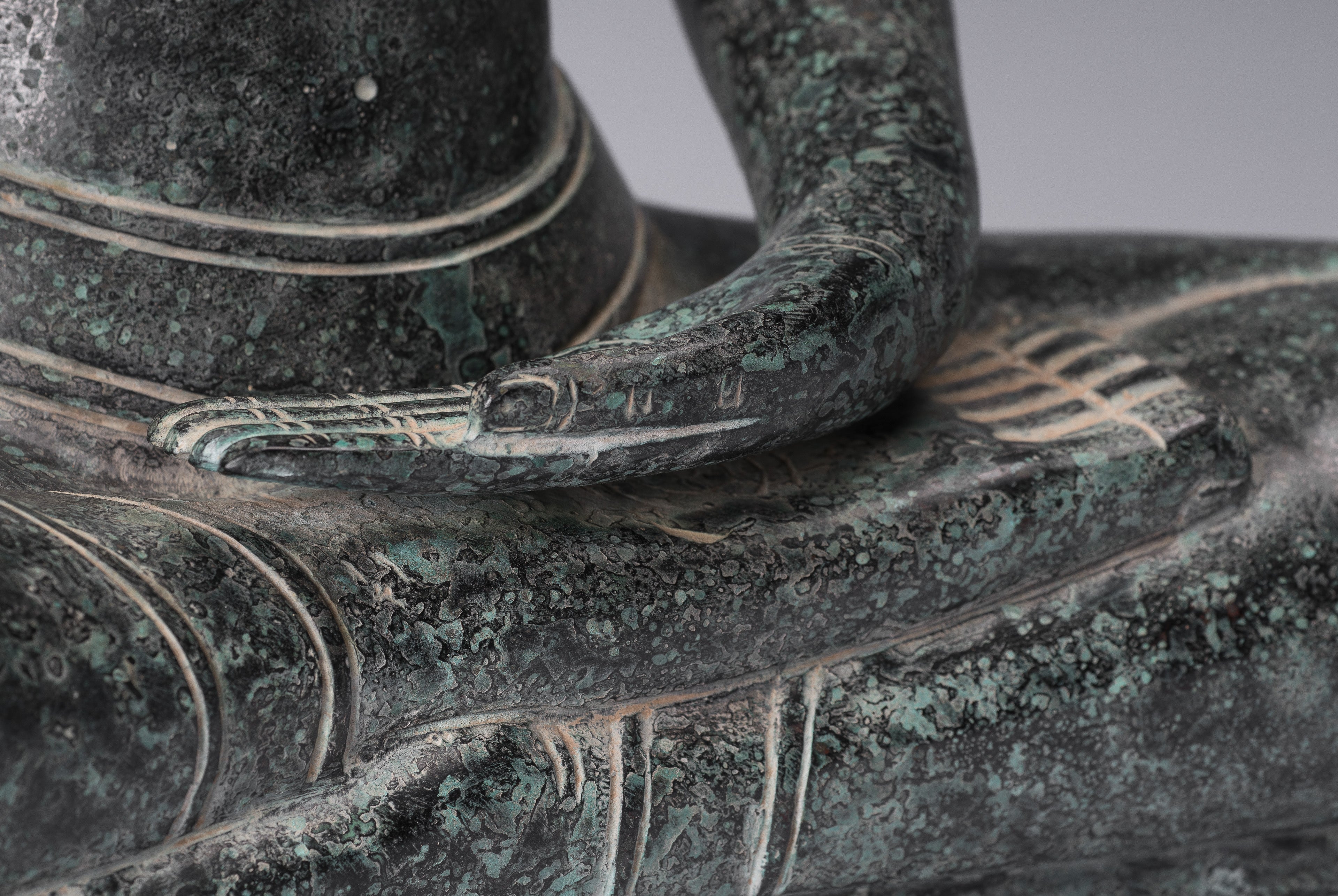 Buddha-Statue – antike Bronze-Buddha-Statue im Khmer-Stil, Dharmachakra-Lehr-Mudra – 50 cm