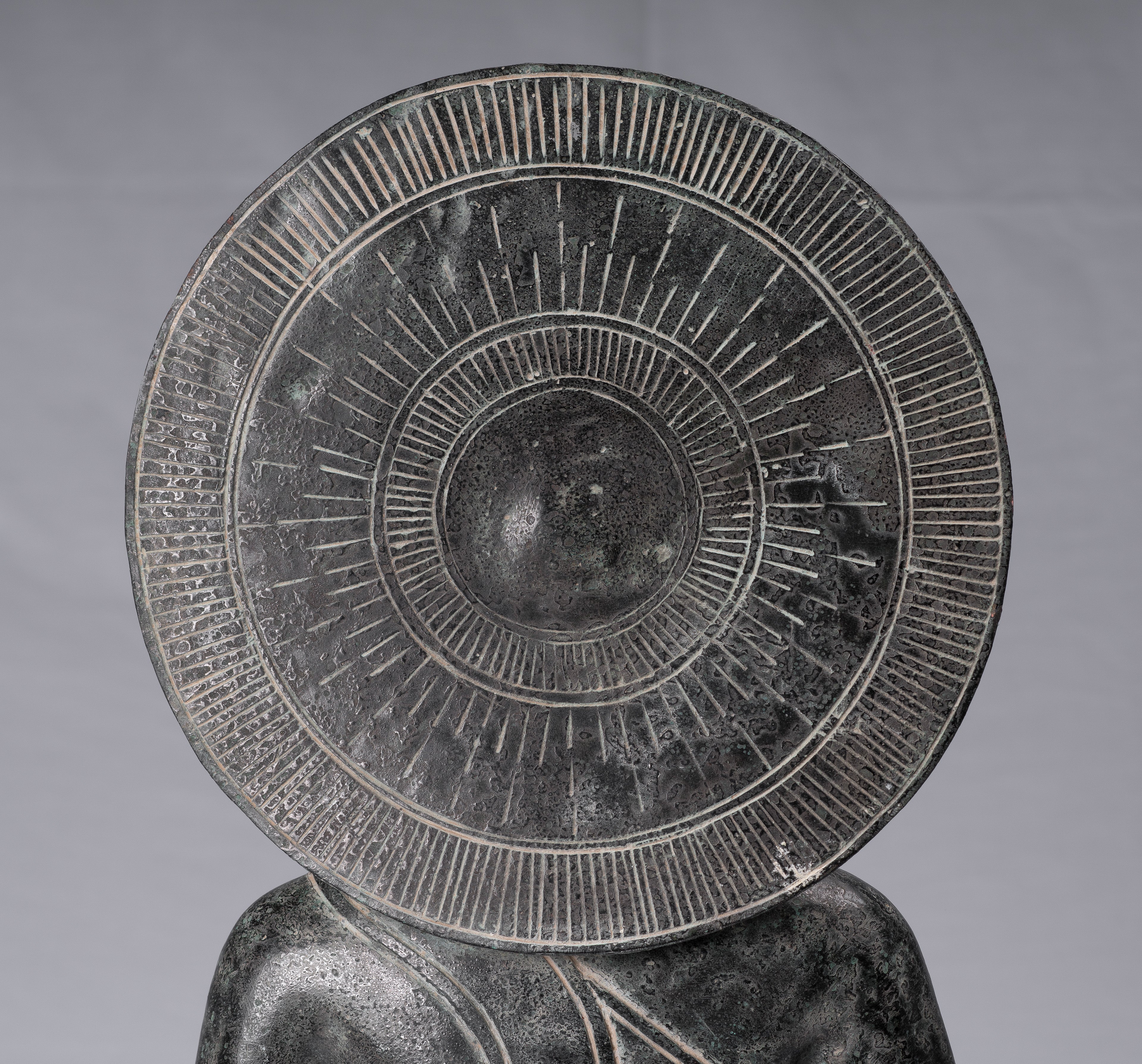 Buddha-Statue – antike Bronze-Buddha-Statue im Khmer-Stil, Dharmachakra-Lehr-Mudra – 50 cm