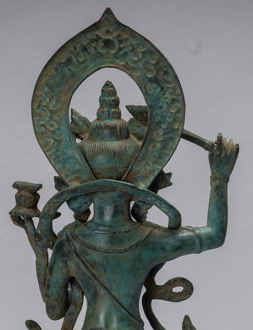 Manjushri-Statue – antike sitzende Majapahit-Gottheit aus Bronze im Java-Stil – Manjushri-Statue – 46 cm.