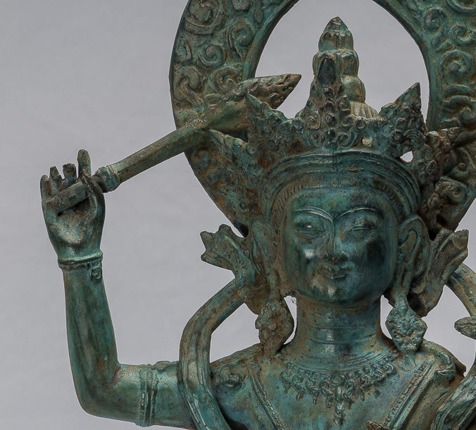 Manjushri-Statue – antike sitzende Majapahit-Gottheit aus Bronze im Java-Stil – Manjushri-Statue – 46 cm.
