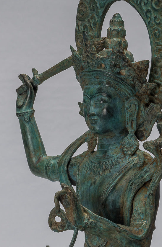 Manjushri-Statue – antike sitzende Majapahit-Gottheit aus Bronze im Java-Stil – Manjushri-Statue – 46 cm.
