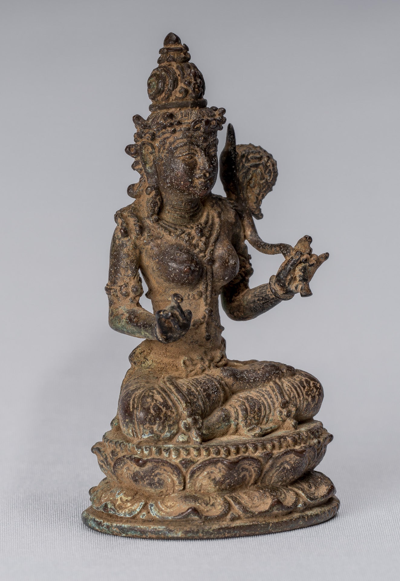 Statue de Tara - ancienne statue de Devi Tara en bronze indonésien de style javanais - 8cm / 3 "
