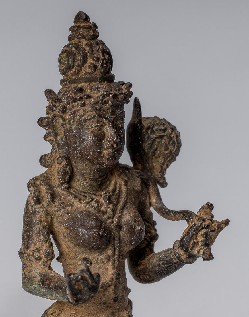 Statue de Tara - ancienne statue de Devi Tara en bronze indonésien de style javanais - 8cm / 3 "