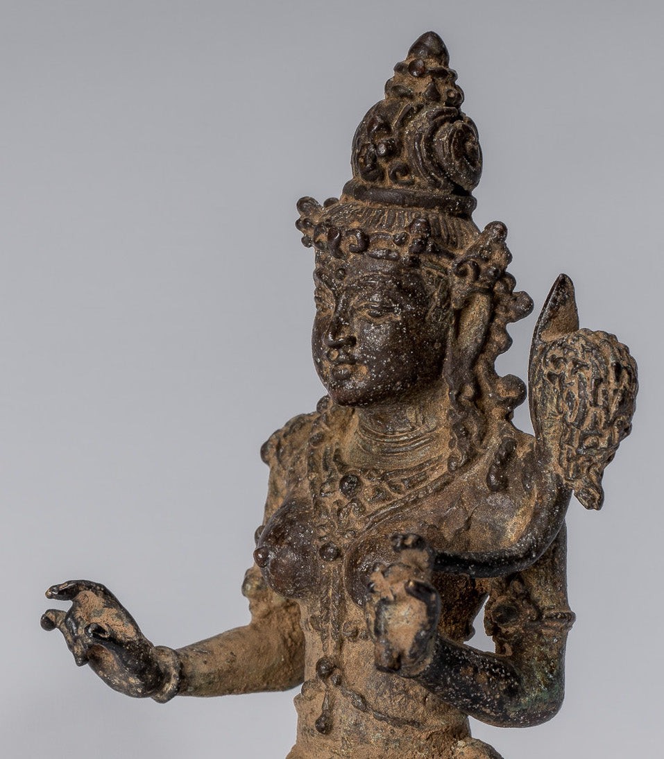 Statue de Tara - ancienne statue de Devi Tara en bronze indonésien de style javanais - 8cm / 3 "