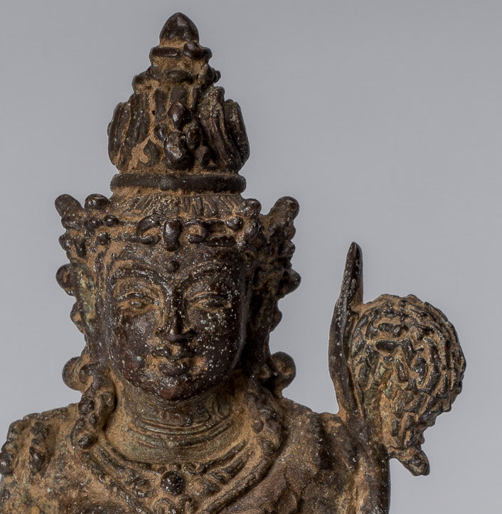 Statue de Tara - ancienne statue de Devi Tara en bronze indonésien de style javanais - 8cm / 3 "