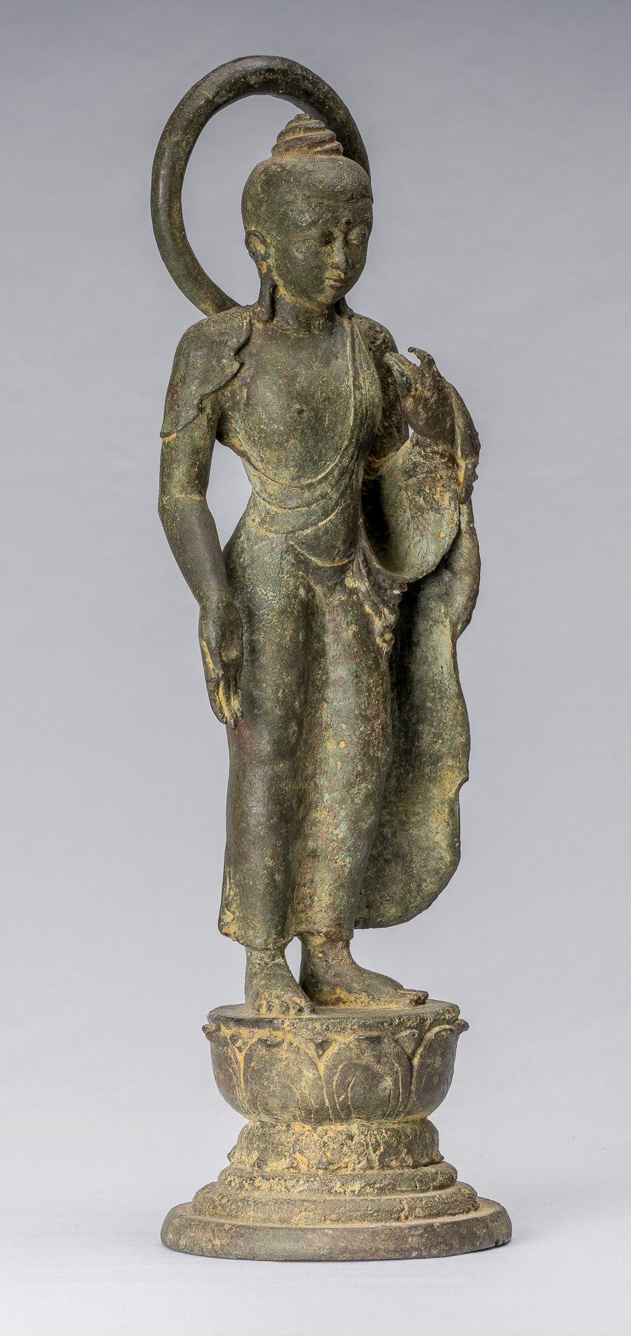 Buddha-Statue – Meisterwerk, antiker indonesischer Bronzestil, javanischer Amitabha-Buddha – 42 cm
