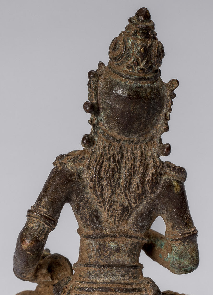 Tara-Statue – antike indonesische Bronze-Devi-Tara-Statue im Java-Stil – 8 cm.