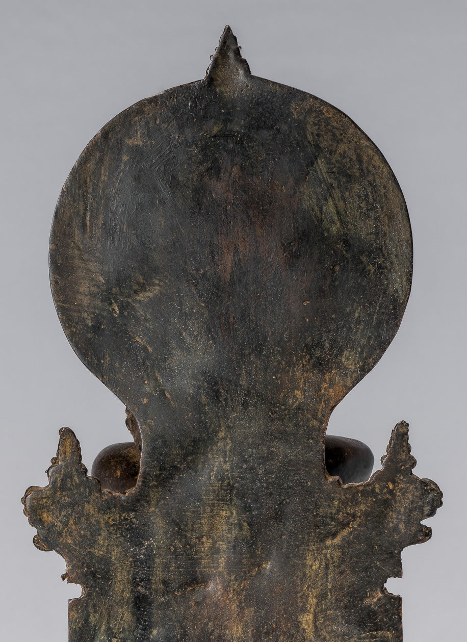 Statue di Buddha - Antique in stile indonesiano seduto bronzo giavanese insegnamento Buddha - 28 cm/11 "