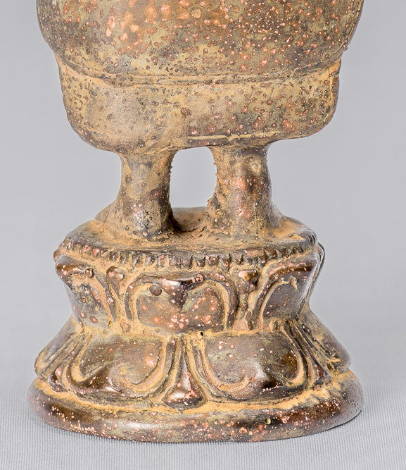 Buddha Statue - Antique Indonesian Style Bronze Standing Javanese Charity Buddha Statue - 17cm/7"