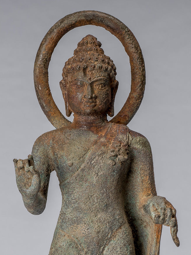 Statue di Buddha - Antique in stile indonesiano Bronzo Giavanese Teaching Buddha - 34 cm/14 "