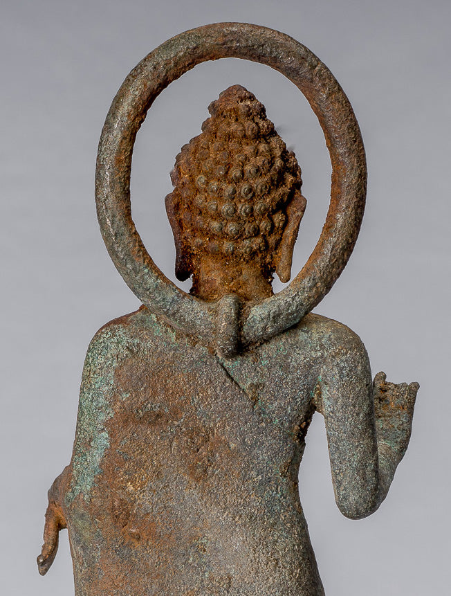 Statue di Buddha - Antique in stile indonesiano Bronzo Giavanese Teaching Buddha - 34 cm/14 "