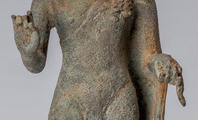 Statue di Buddha - Antique in stile indonesiano Bronzo Giavanese Teaching Buddha - 34 cm/14 "