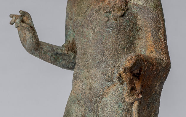 Statue di Buddha - Antique in stile indonesiano Bronzo Giavanese Teaching Buddha - 34 cm/14 "