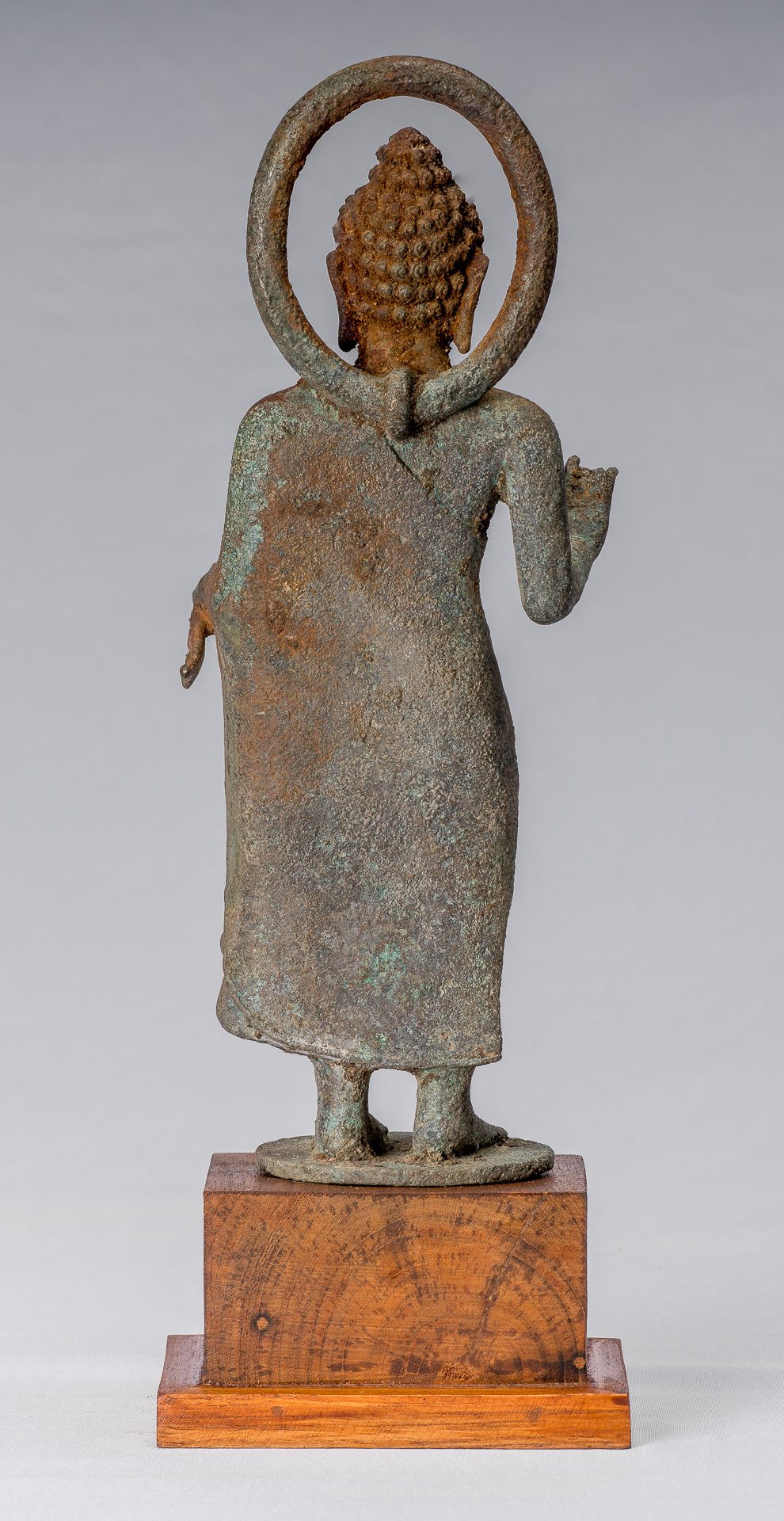 Statue di Buddha - Antique in stile indonesiano Bronzo Giavanese Teaching Buddha - 34 cm/14 "