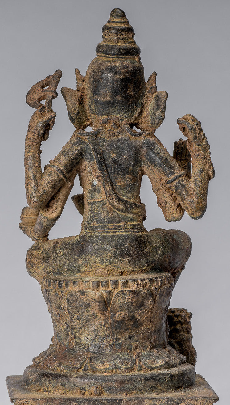 Ganesha Statue. Antike javanische Stil Bronze Sitzende indonesische Ganesha Statue mit 25cm/10"