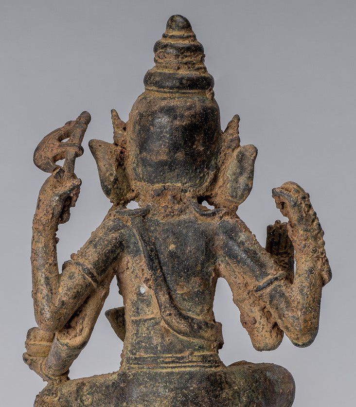 Ganesha Statue. Antike javanische Stil Bronze Sitzende indonesische Ganesha Statue mit 25cm/10"