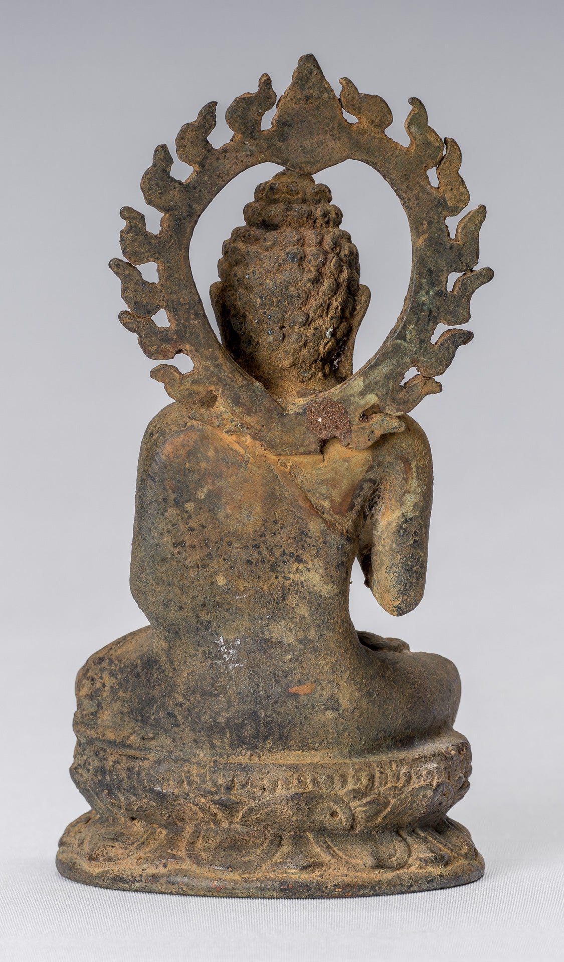 Statue di Buddha - Antique in stile indonesiano seduto in bronzo giavanese insegnamento Buddha - 19cm/8 "