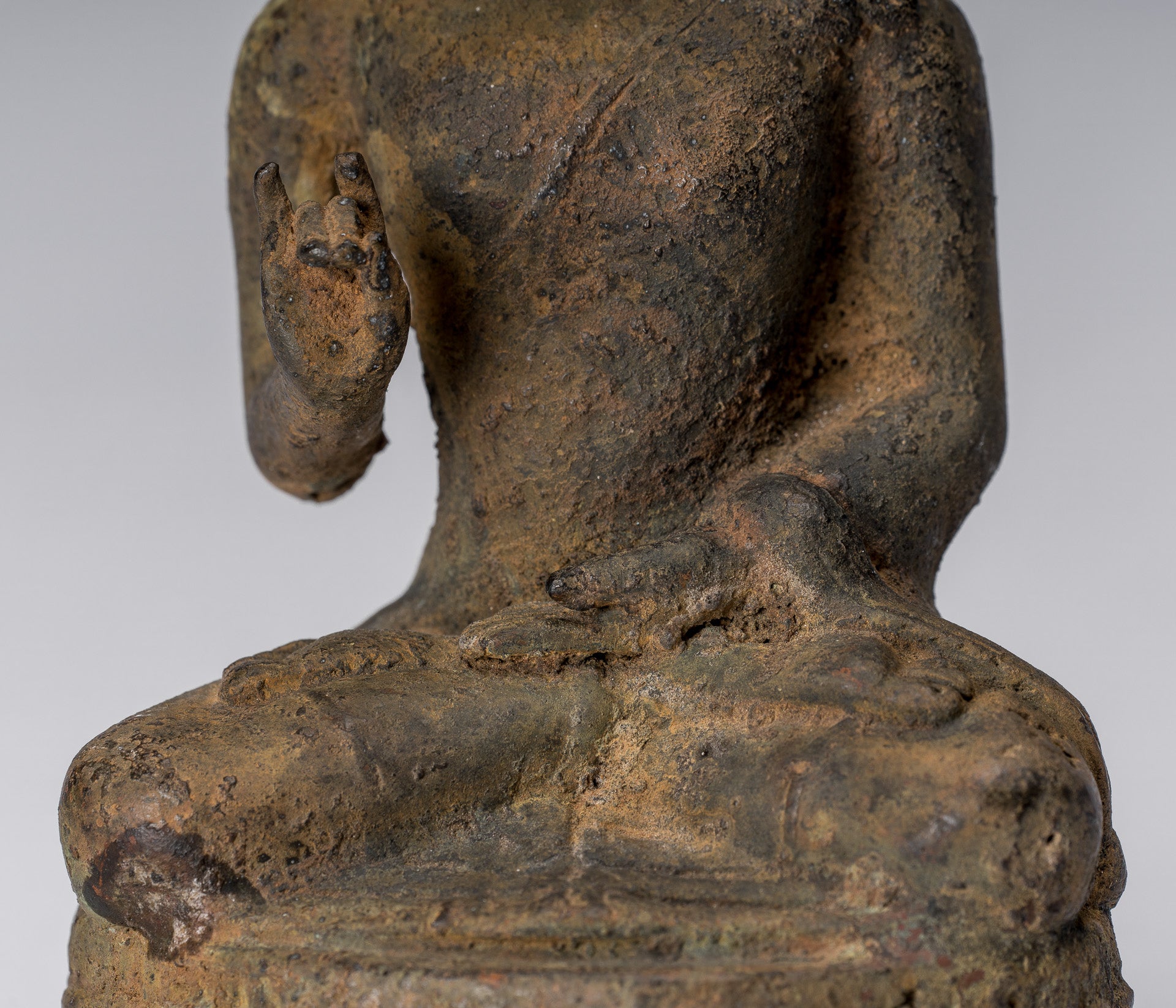 Statue di Buddha - Antique in stile indonesiano seduto in bronzo giavanese insegnamento Buddha - 19cm/8 "