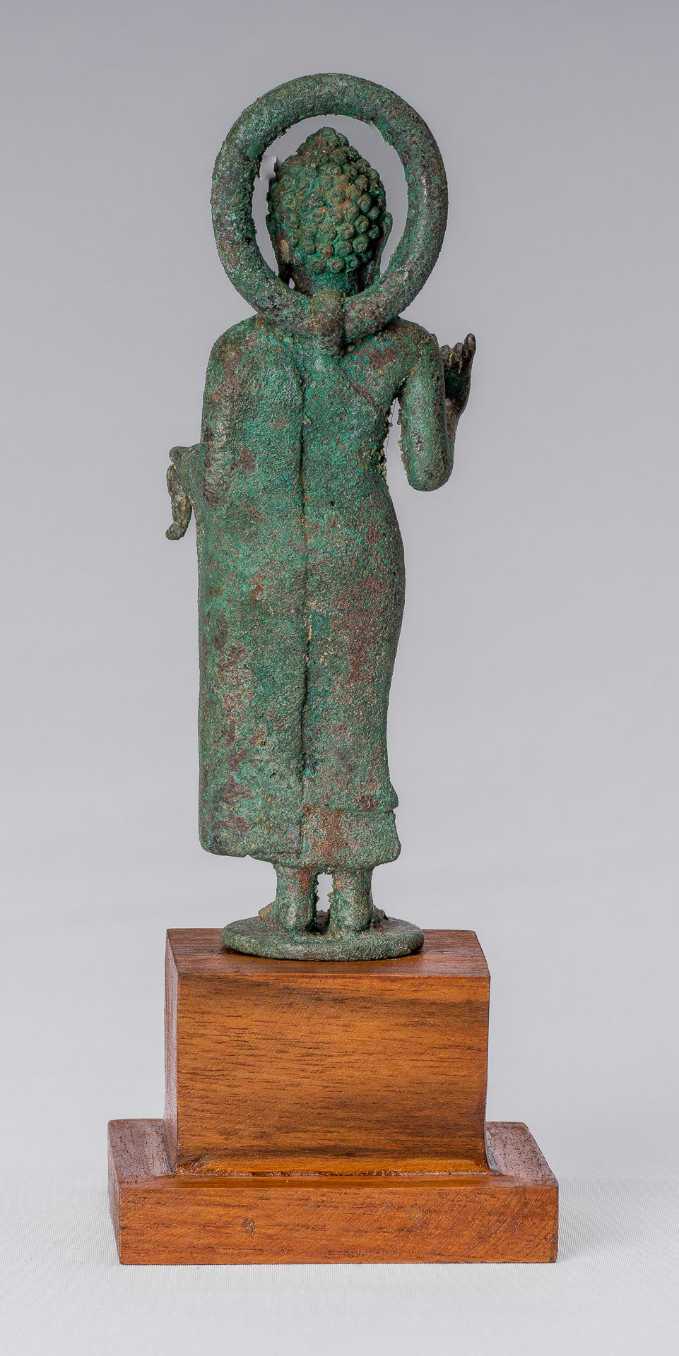 Statua del Buddha - Antique Insegnamento giavanese in bronzo in bronzo bronzo - 18 cm/7 "