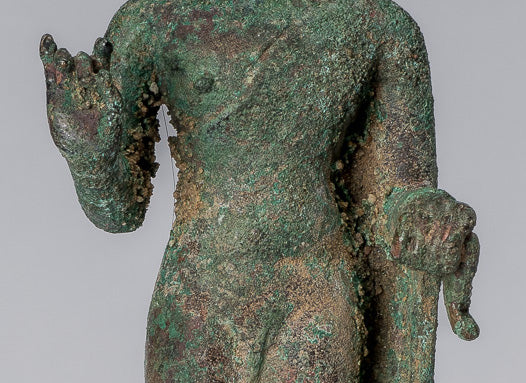 Statua del Buddha - Antique Insegnamento giavanese in bronzo in bronzo bronzo - 18 cm/7 "