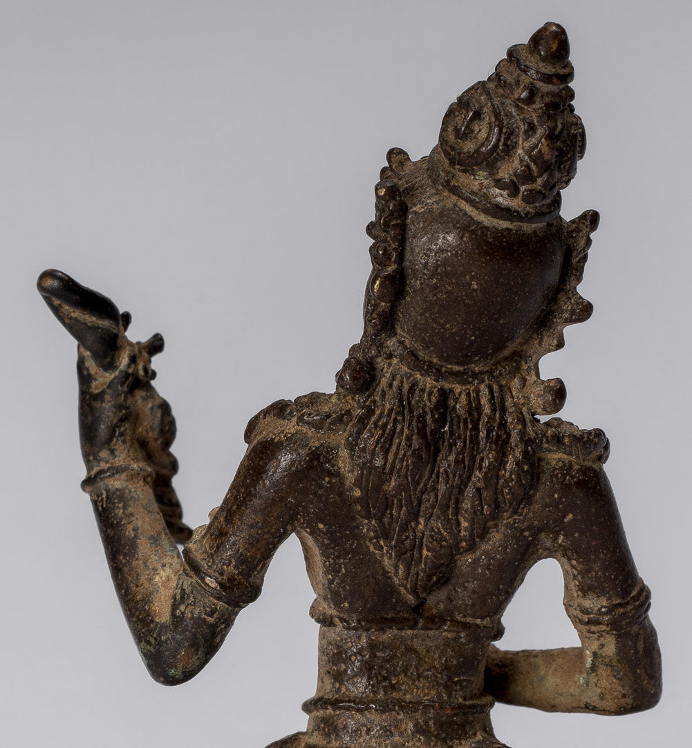 Tara-Statue – antike indonesische Bronze-Devi-Tara-Statue im Java-Stil – 8 cm.