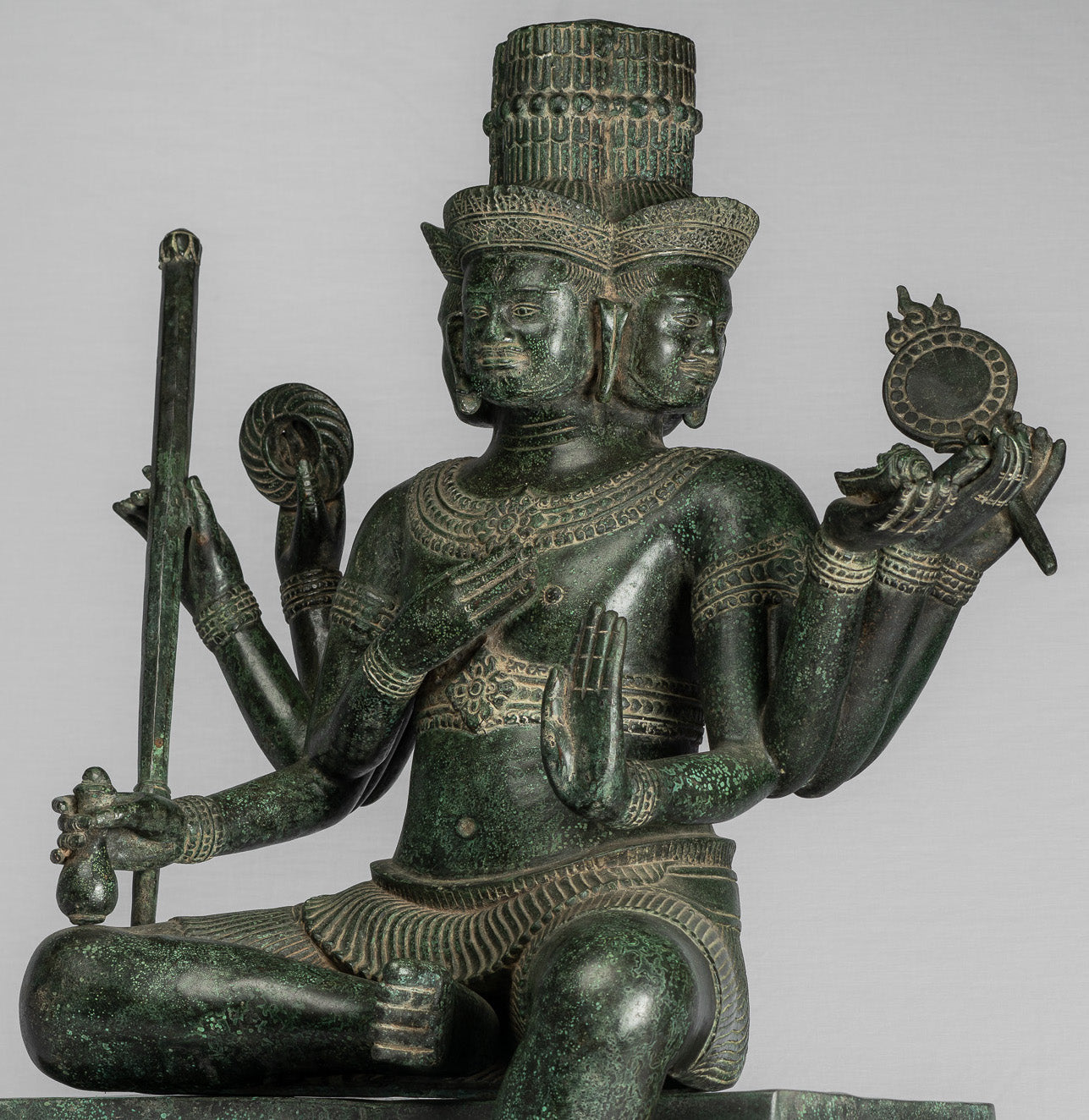 Statua Brahma - Antique Khmer Style Bronzo 8 braccio Bayon Brahma - Creazione di Dio indù - 76 cm/30 "
