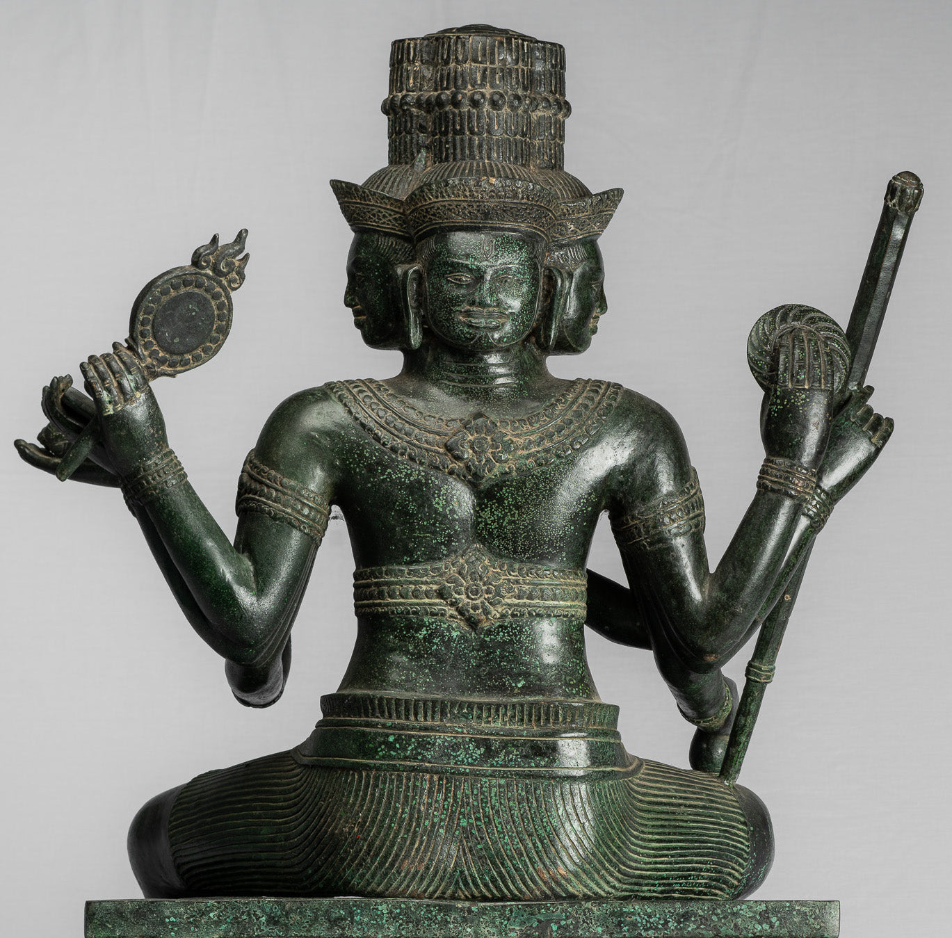 Statua Brahma - Antique Khmer Style Bronzo 8 braccio Bayon Brahma - Creazione di Dio indù - 76 cm/30 "