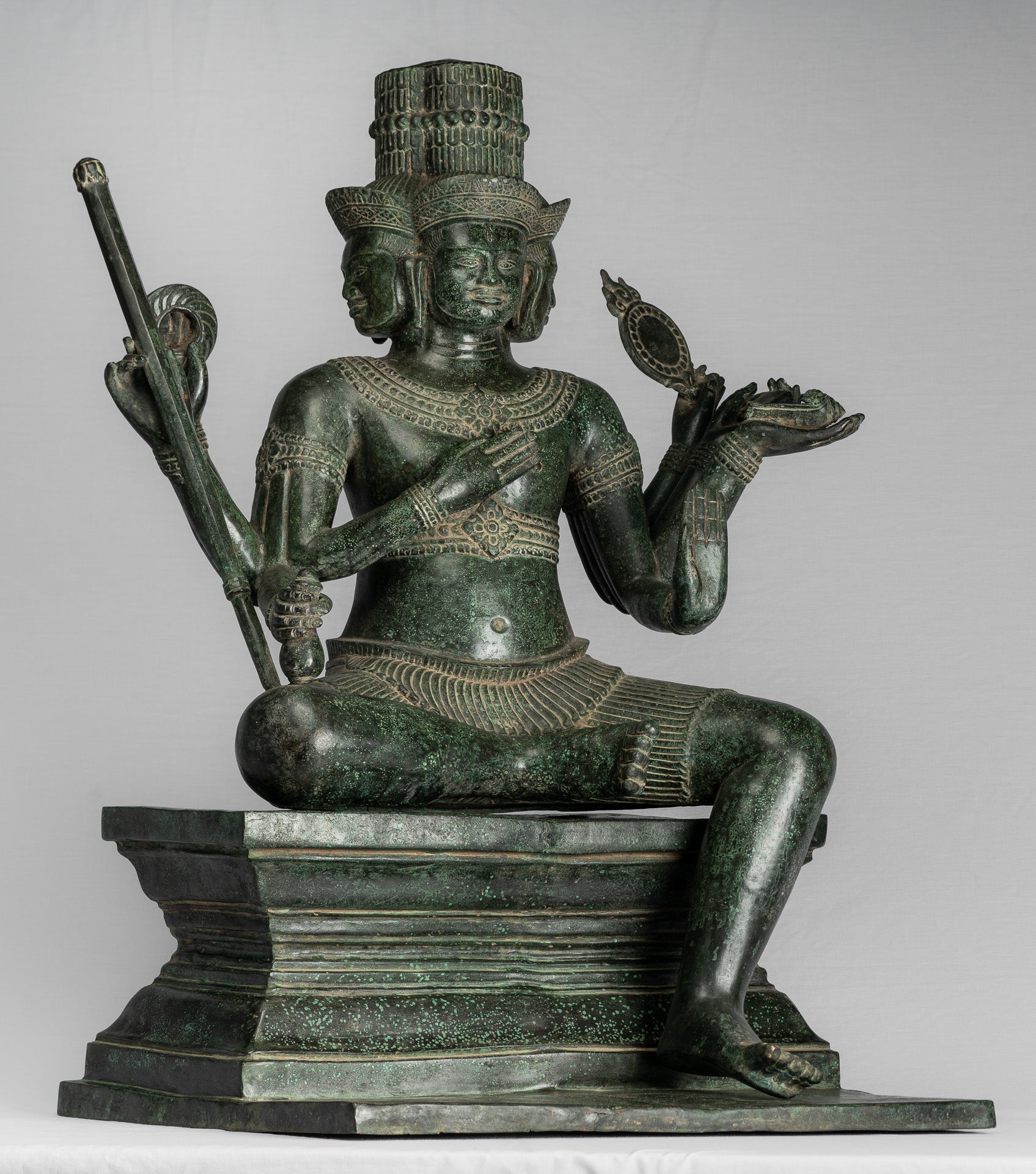 Statua Brahma - Antique Khmer Style Bronzo 8 braccio Bayon Brahma - Creazione di Dio indù - 76 cm/30 "