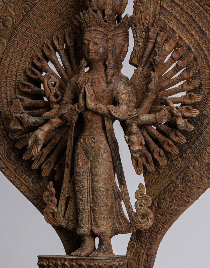 Statue Bodhisattva - Antique stile indonesiano Javanese 1000 ARM AVALOKETISHVARA BODHISATTVA STATUE - 61 cm/24 "