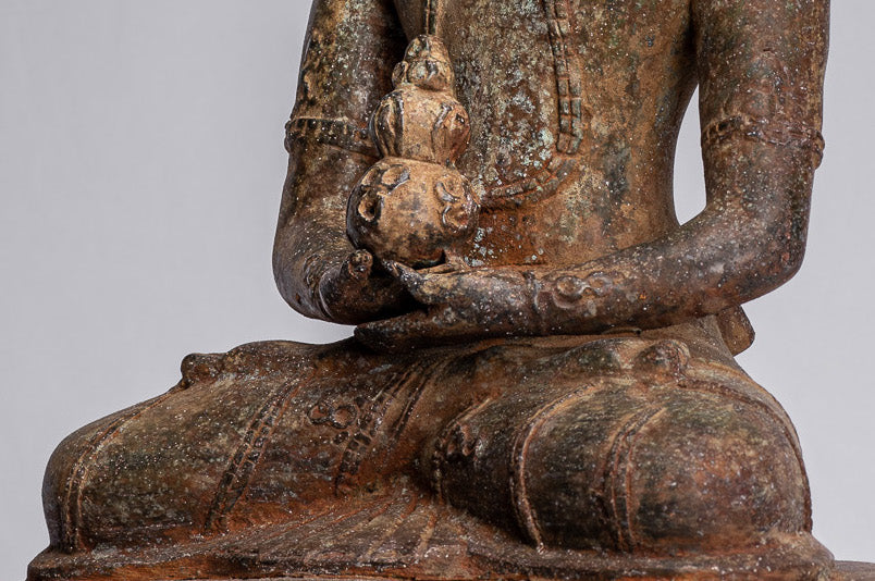 Estatua de Buda - Estatua de Buda Javanese de Bronce de Estilo Indonesio Amitabha Buda - 43 cm/17 "