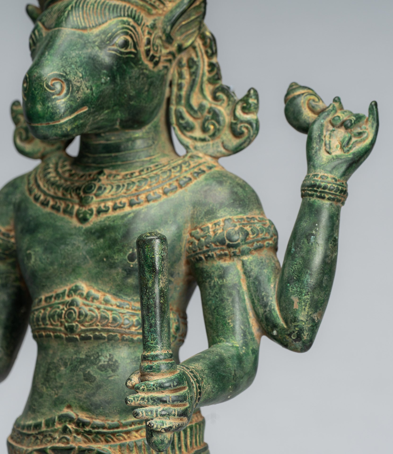 Estatua de Kalkin - Estilo antiguo de estilos de pie de pie Hayagriva Kalkin Horse de Vishnu - 56cm/22 "