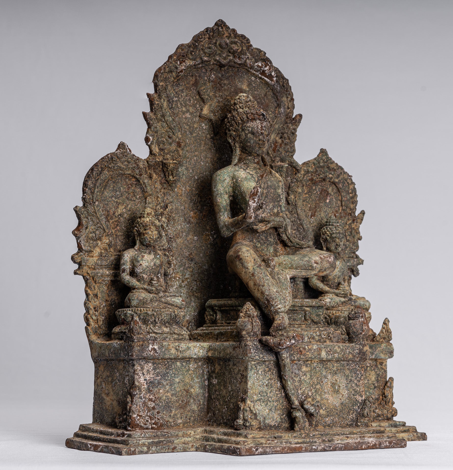 Buddha Statue-Antike Indonesische Stil Bronze Javanisch Schutz Buddha Statue-31cm/12 "