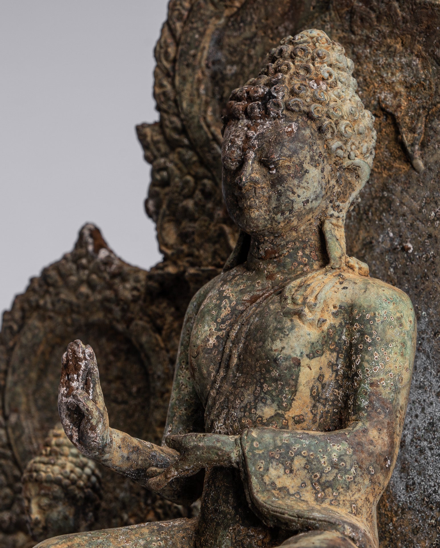 Buddha Statue-Antike Indonesische Stil Bronze Javanisch Schutz Buddha Statue-31cm/12 "