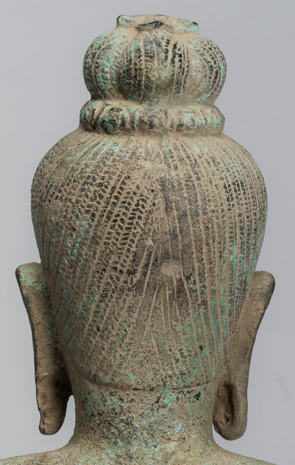 Antique Khmer Style Bronze Vishnu Torso Statue - Protector & Preserver -27cm/11"