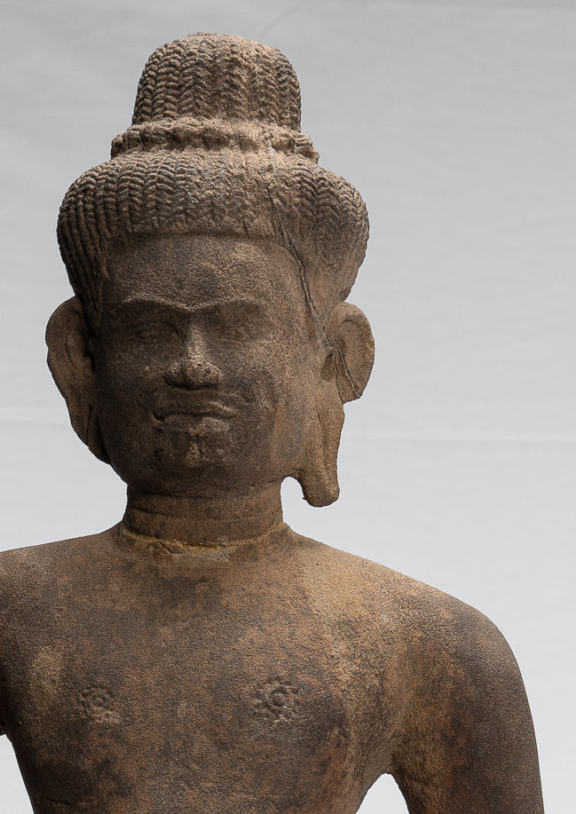 Statue Vishnu - Antique Baphuon Style Stone seduto Khmer Vishnu Statue - 48cm / 19 "