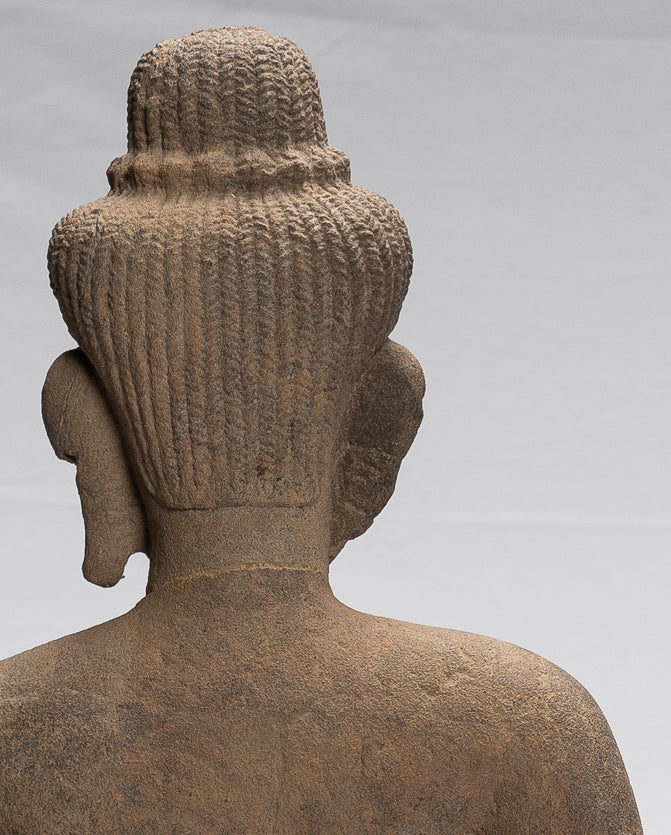 Statue Vishnu - Antique Baphuon Style Stone seduto Khmer Vishnu Statue - 48cm / 19 "