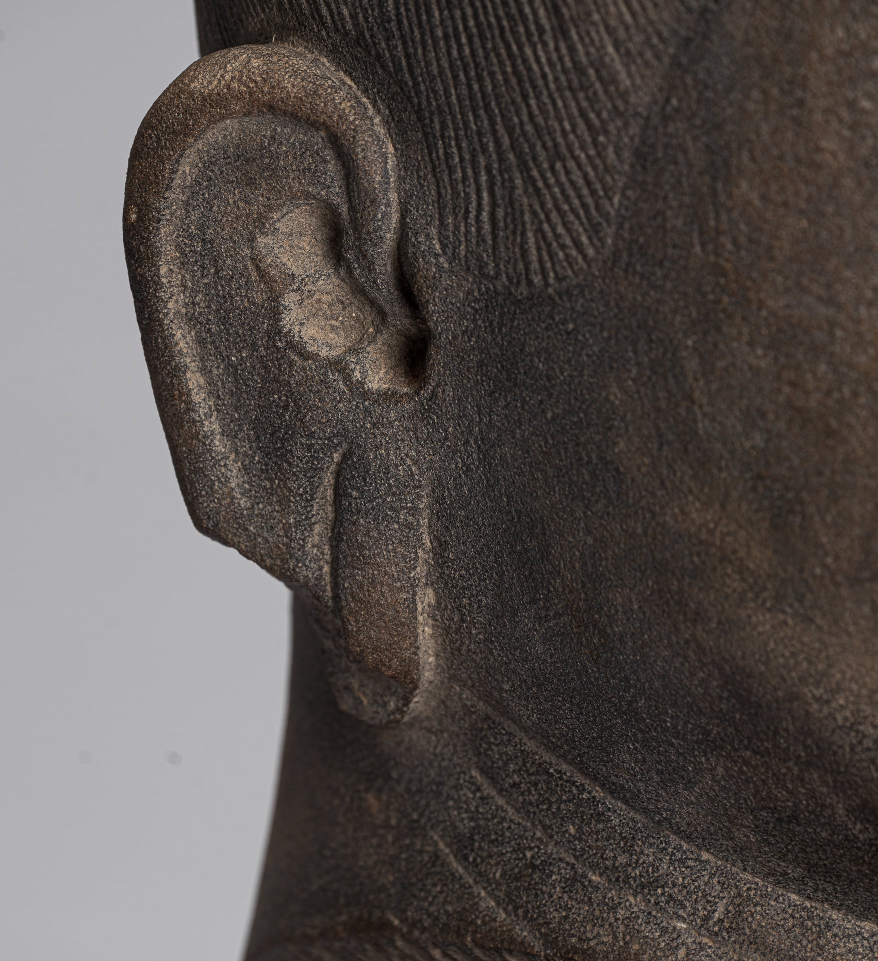 Statua di Jayavarman - Stone montato in stile Khmer Antique Jayavarman VII Statua della testa - 38 cm/15 "